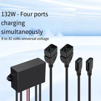 4 Port USB C Fast Charger for Marine and Automotive (DC 8-32V 12V 24V)