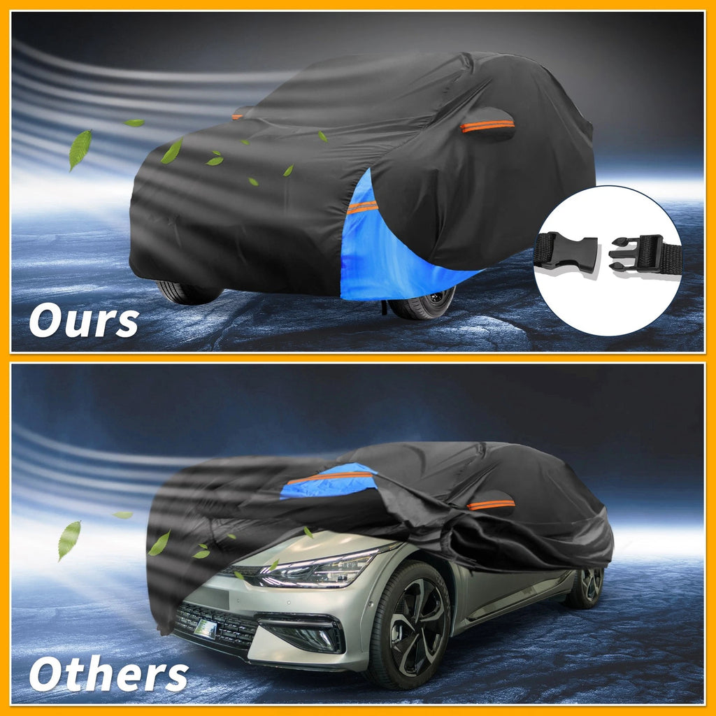 Waterproof Car Cover for Kia e-Niro (2016–2023) Black Blue 210D-PU