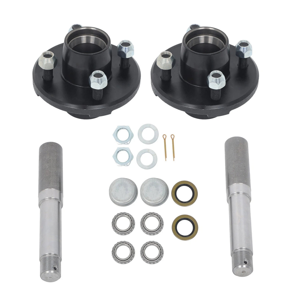 Set of 2 Straight Spindles & Bearings for 4-Bolt Hub Assembly