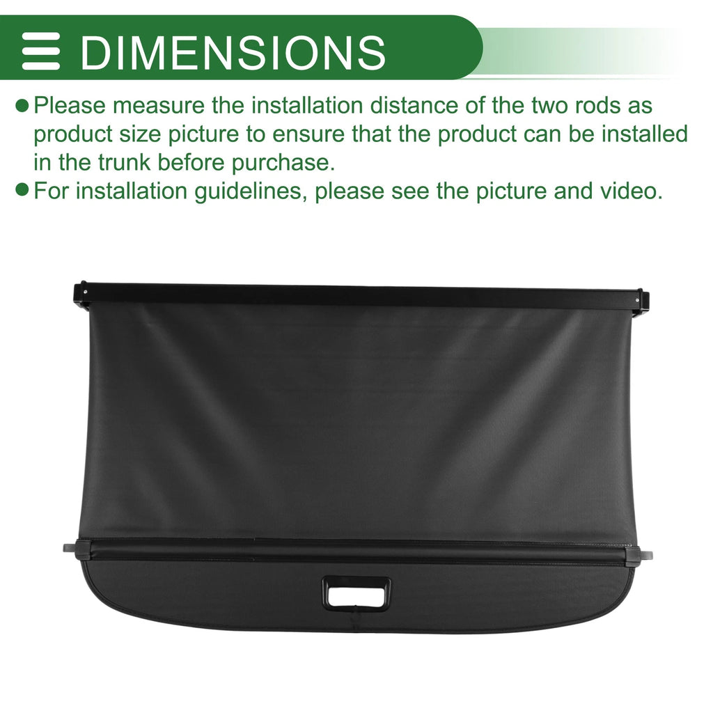 Retractable Cargo Cover for Volkswagen Golf Wagon (2013–2019) Black Canvas