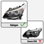 Headlight Halogen Pair for BMW 5-Series E60 E61 (2004–2010) W/Bulbs