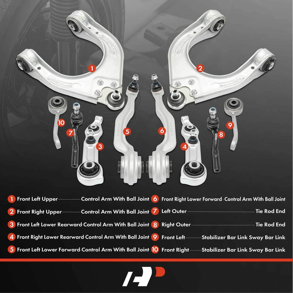 10x Front Control Arm Ball Joint & Tie Rod for Mercedes-Benz E-Class (2007-2010)