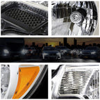 LED Headlight Lamp for Dodge Ram 1500-3500 (1994–2002) Chrome Housing Amber Corner