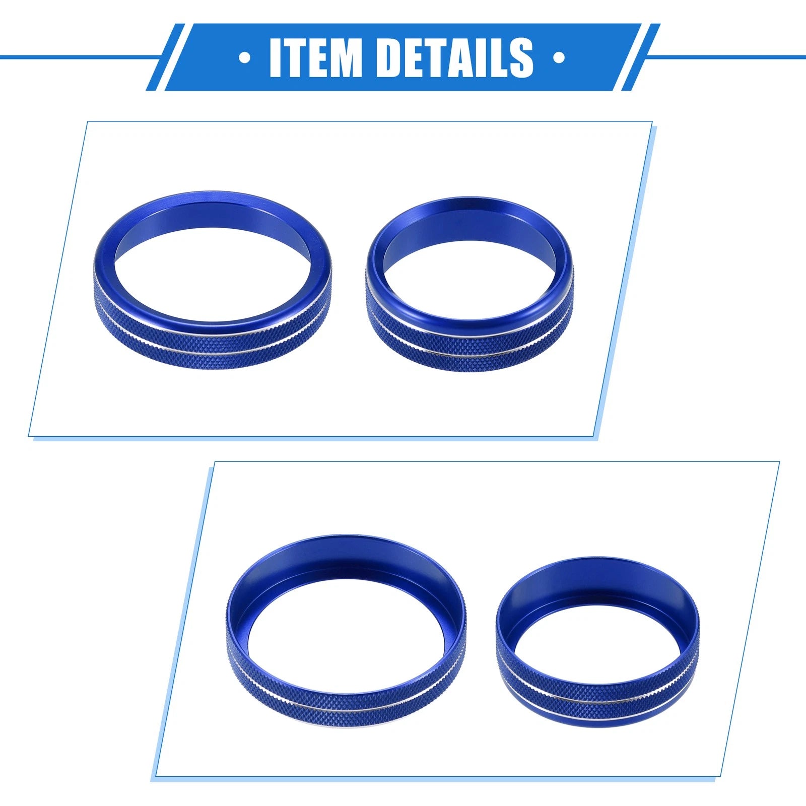 Set of 5 AC Volume Tune Tailer Switch Knob Cover Ring for Ford F150 (2016–2019) Blue