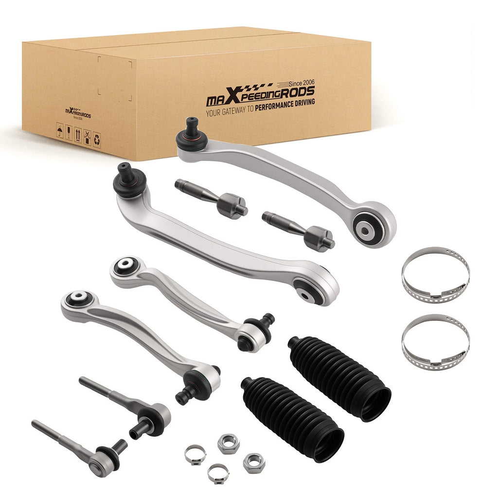 Front Upper Control Arms w/ Ball Joints Tie Rod Ends for Audi A6 (2006–2008)