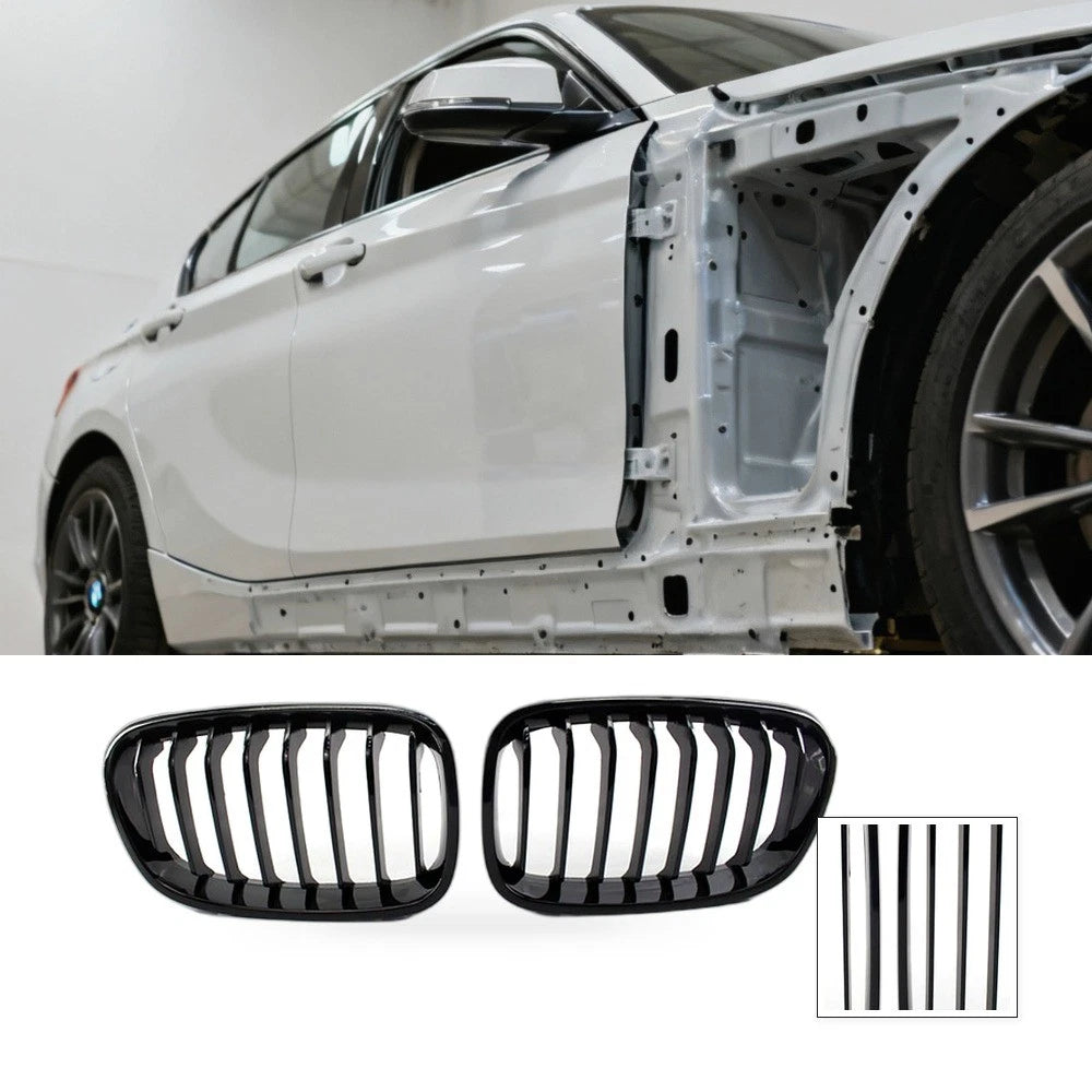 8-Column Gloss Black Front Grille for BMW 1 Series F20 F21 (2011–2014)