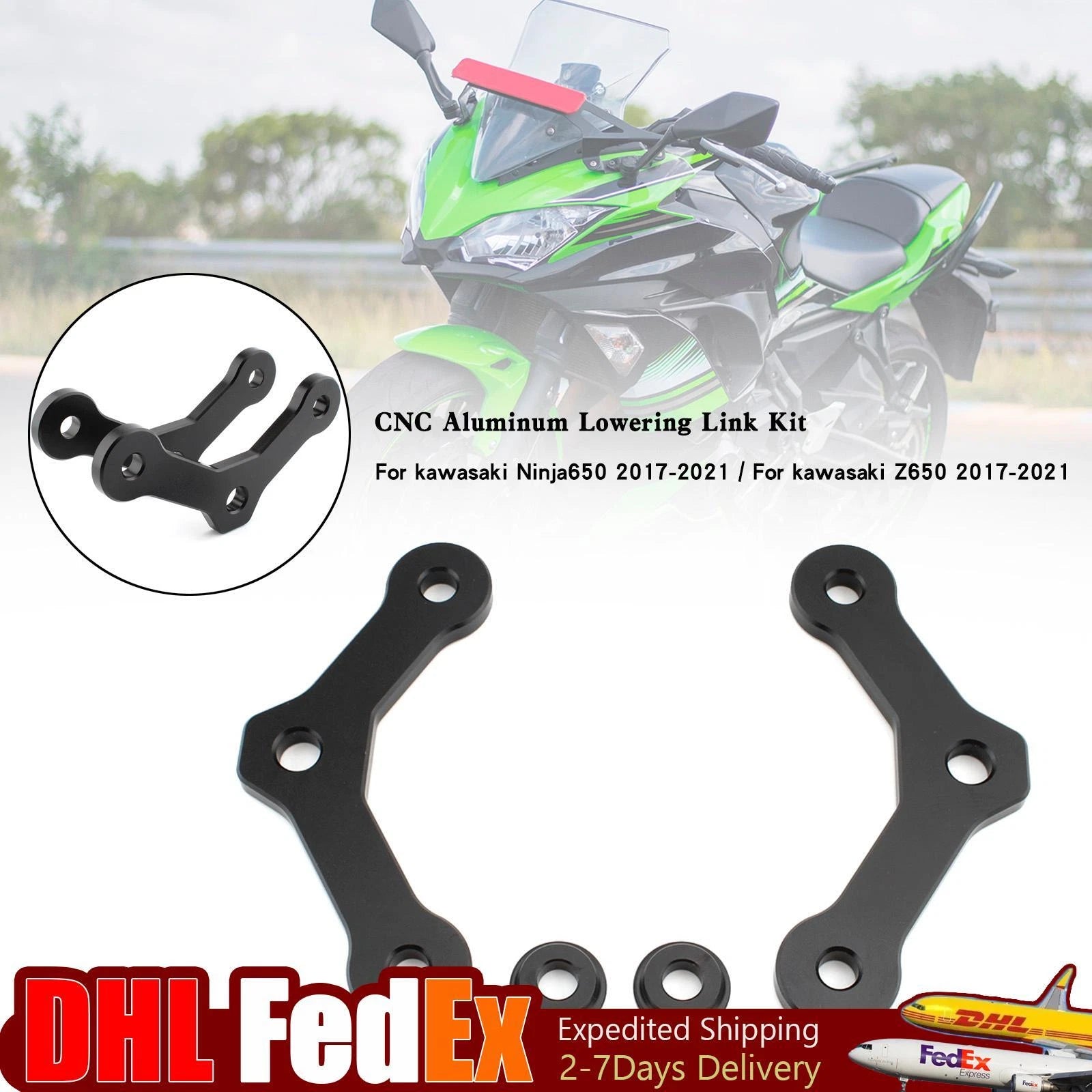 CNC Aluminum Lowering Link Kit 20mm for Kawasaki Ninja650 Z650 (2017–2021)