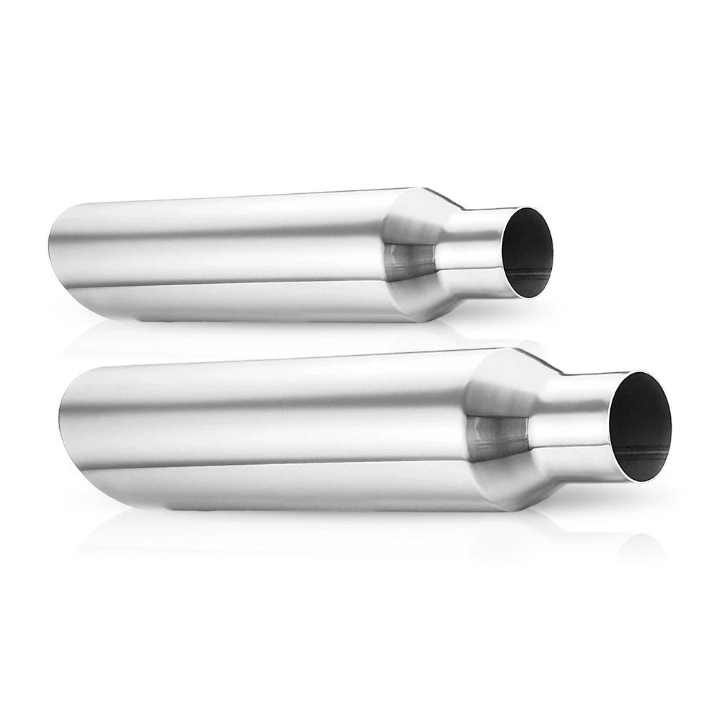 2X Silver Stainless Steel Exhaust Tip 2.5" Inlet 4" Outlet 18" Long Universal