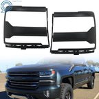 Pair of Black Headlight Trim Bezels for Chevy Silverado 1500 (2016-2018)