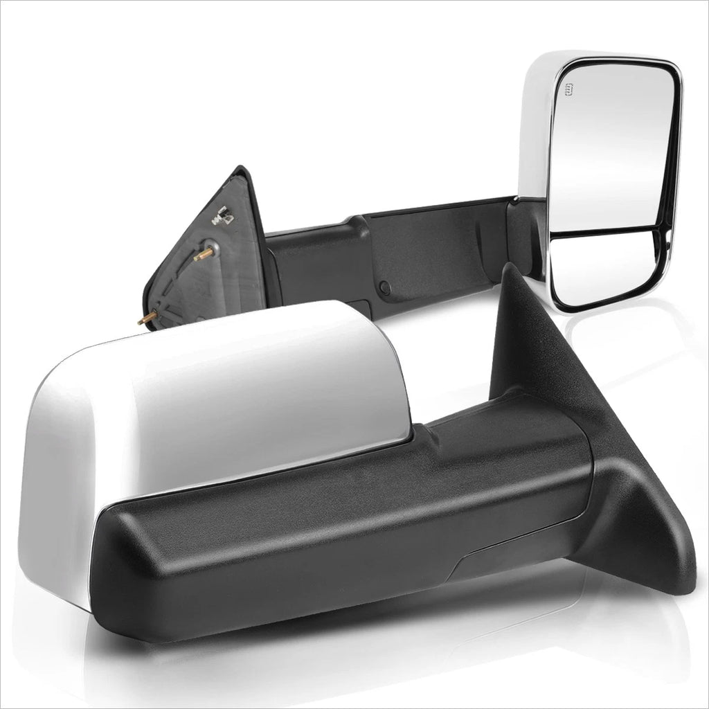 Set of 2 Powered Heated Chrome Side Towing Mirrors for Dodge Ram 1500/2500/3500 (2009–2016)