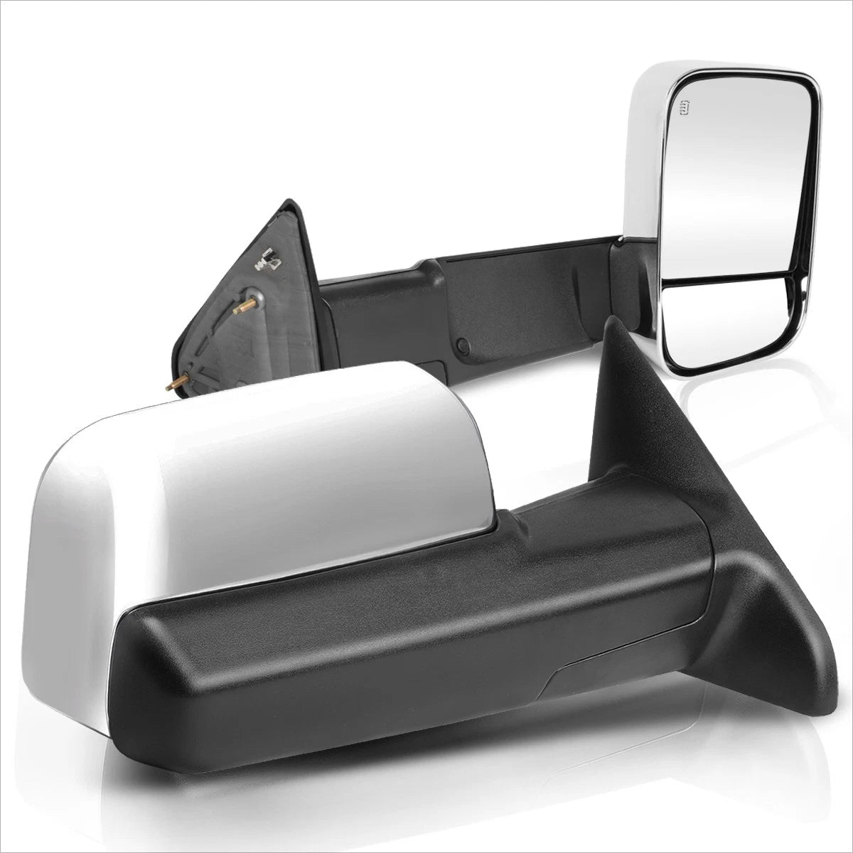 Set of 2 Powered Heated Chrome Side Towing Mirrors for Dodge Ram 1500/2500/3500 (2009–2016)