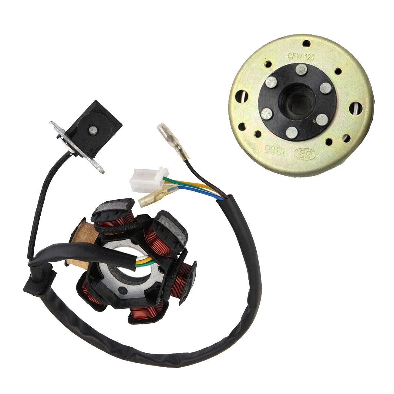 Magneto Stator Plate + Flywheel for ATV Dune Buggy Go Kart Moped Scooter (150cc)