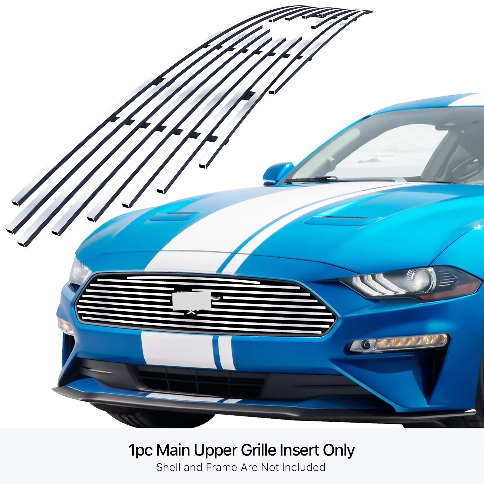 Stainless Chrome Billet Grille Insert for Ford Mustang EcoBoost (2018-2022)