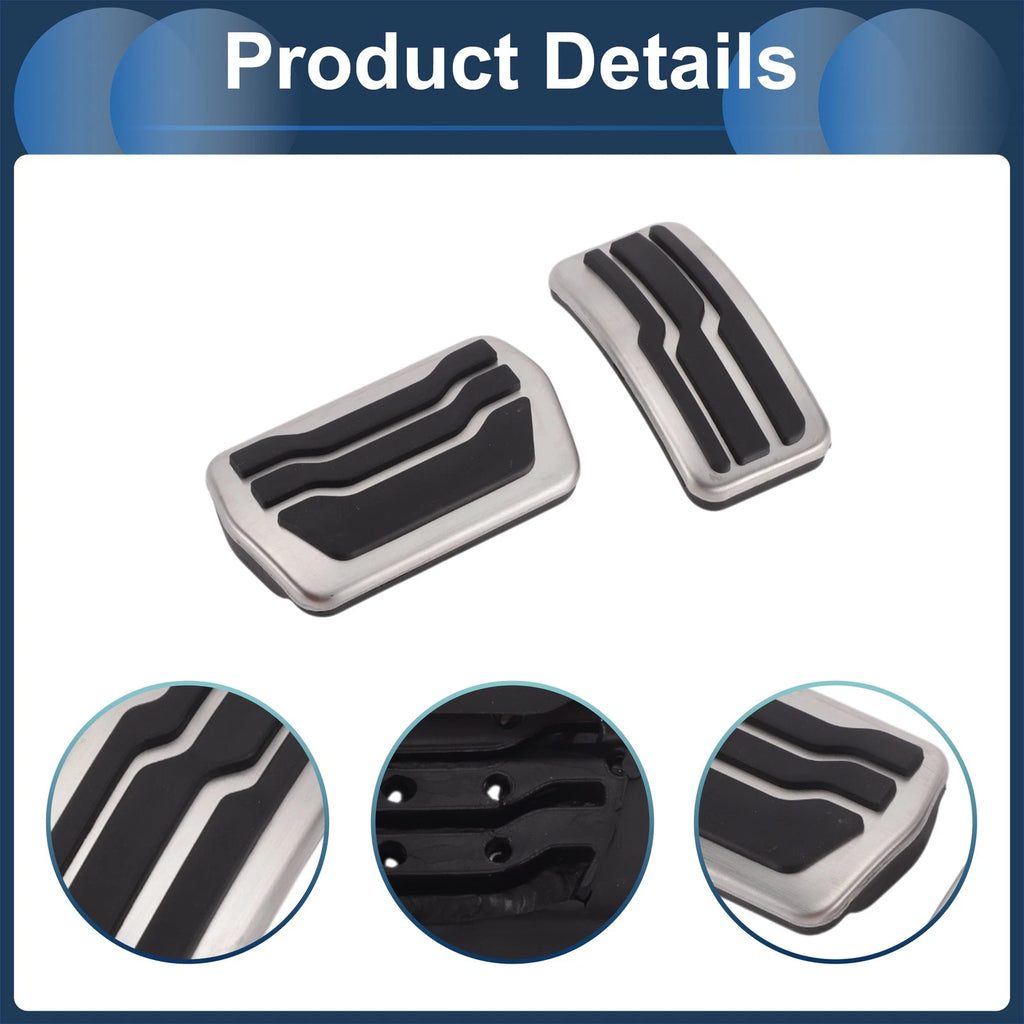 2X Foot Accelerator Pedal Covers for Ford Focus (2011–2018) Silver Tone