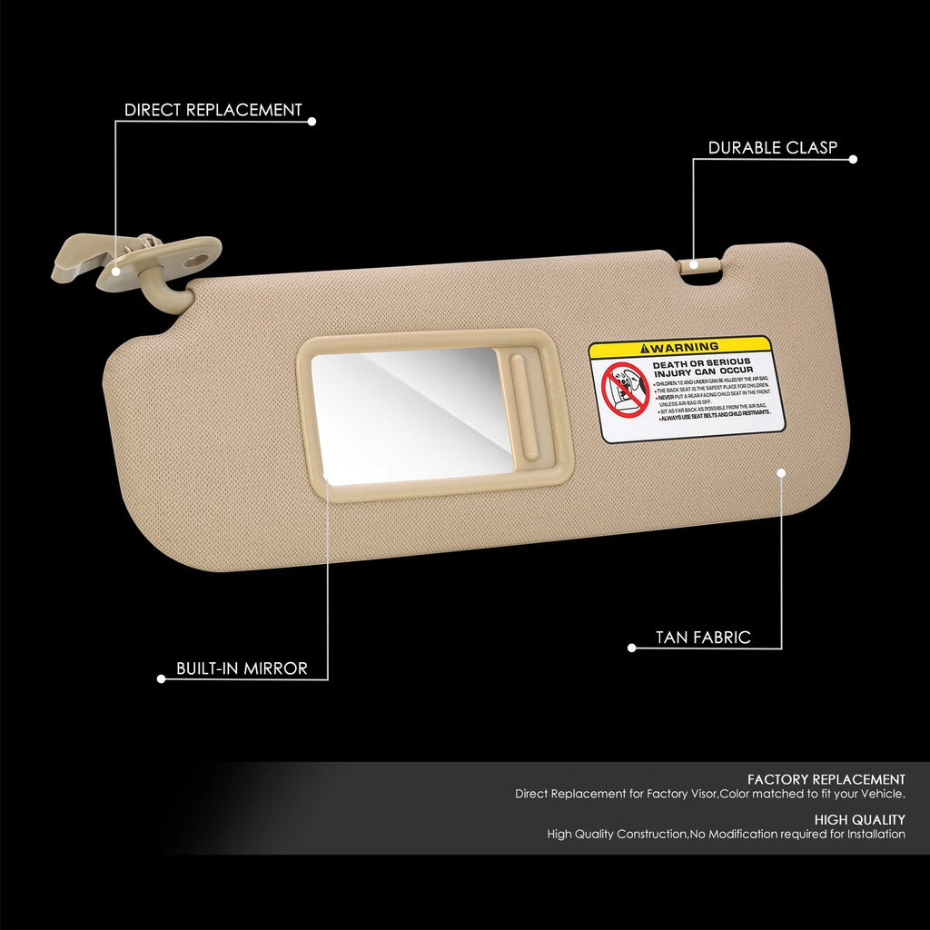 Driver Left Side Sun Visor with Mirror for Hyundai Elantra (2011–2015)