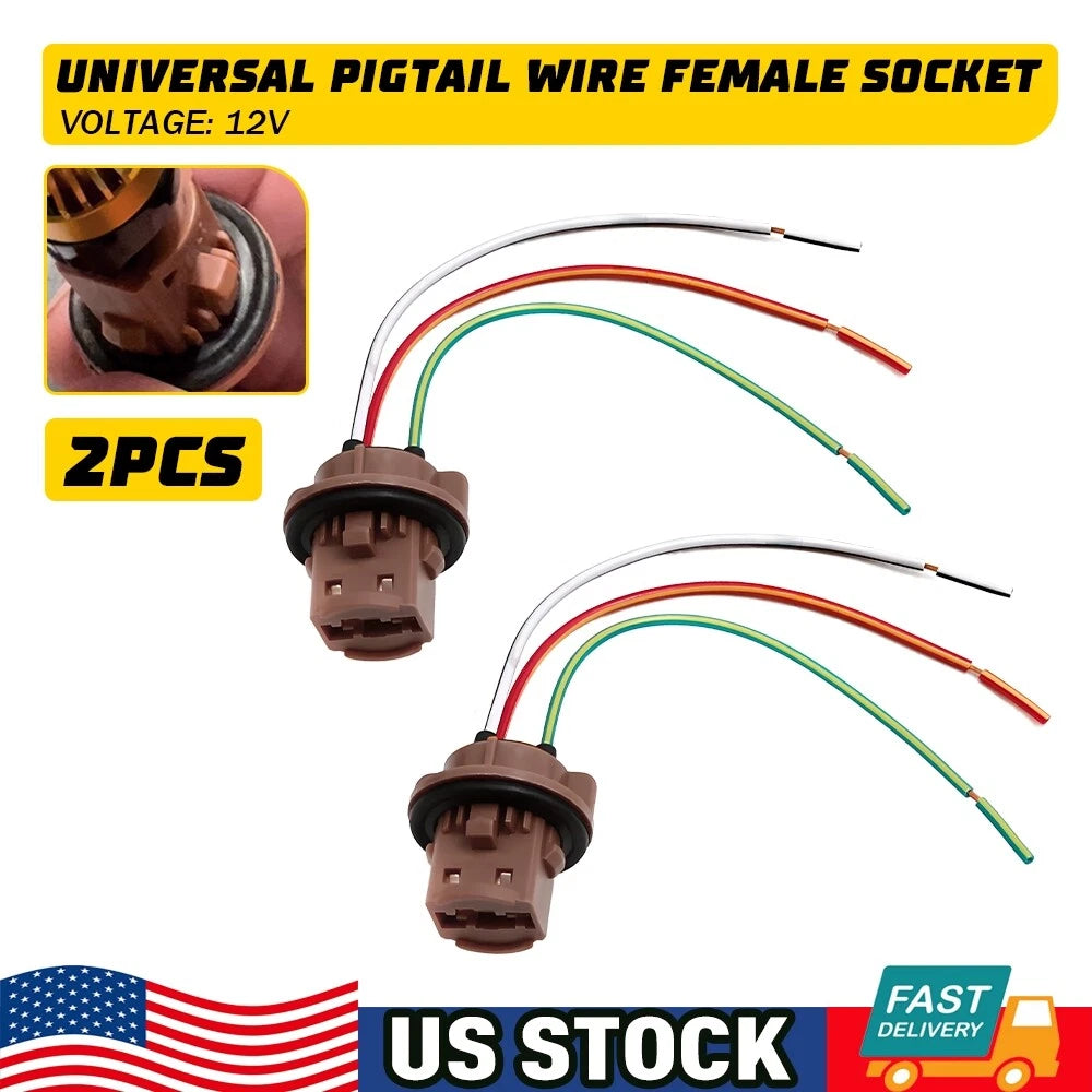 Universal Pigtail Wire Female Socket 7443 for Front Turn Signal Lamp