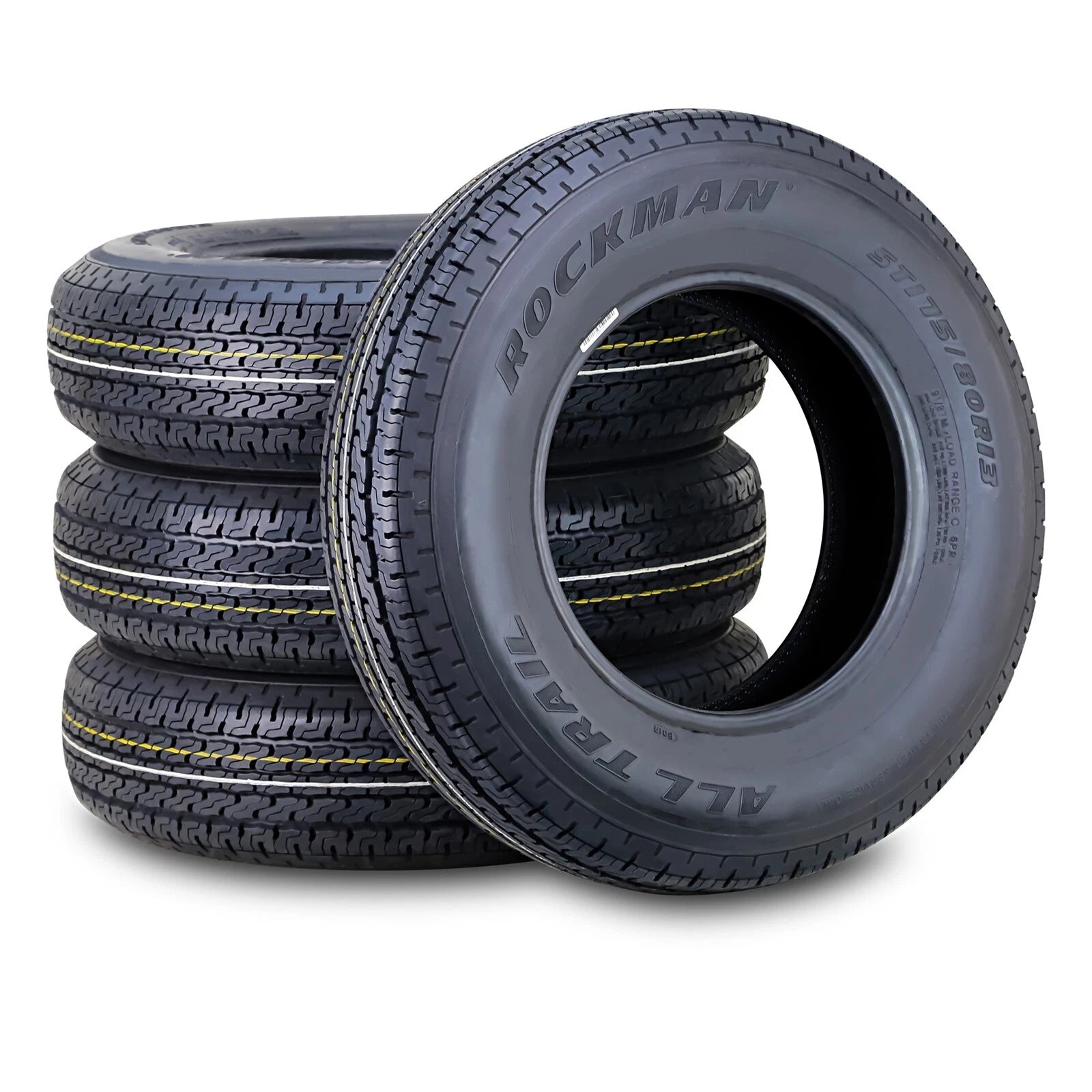 Set of 4 ROCKMAN ST175/80R13 6-Ply Trailer Tires 11167