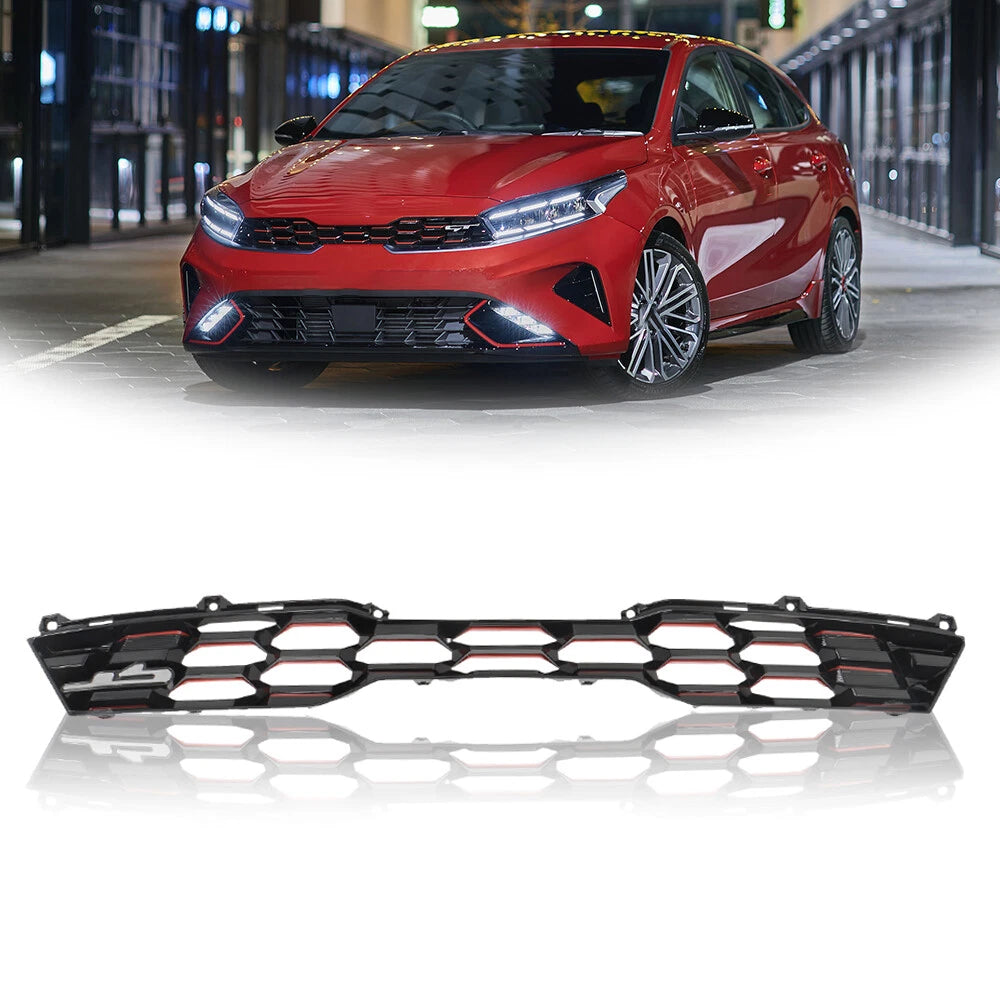 Front Bumper Upper Grille for Kia Forte GT (2022–2024) Red Plastic