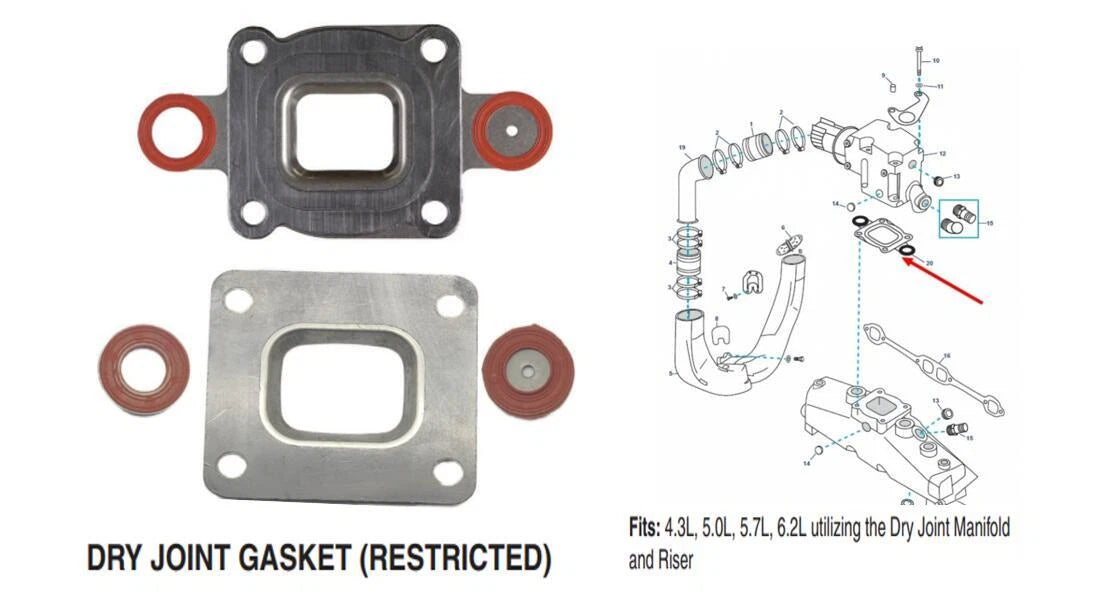 Joint Restrictor Elbow Gasket for MerCruiser 4.3 5.0 5.7 6.2 L (27-864850A02, 864547A1)
