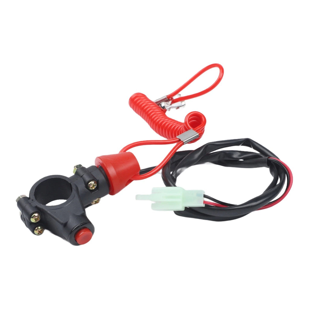 Compact Engine Stop Button with Tether for ATV Motorcycle