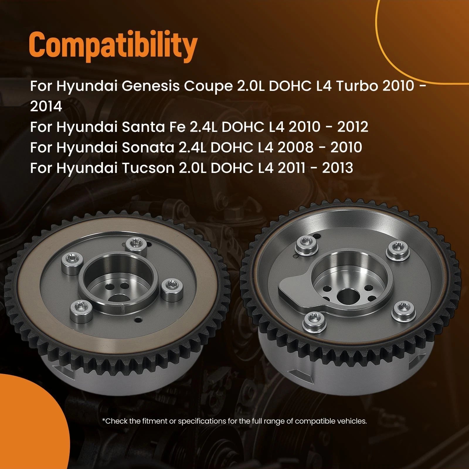 2X Engine Timing Camshaft Sprocket for Kia Optima 2.4L (2009–2010) 24350-25000