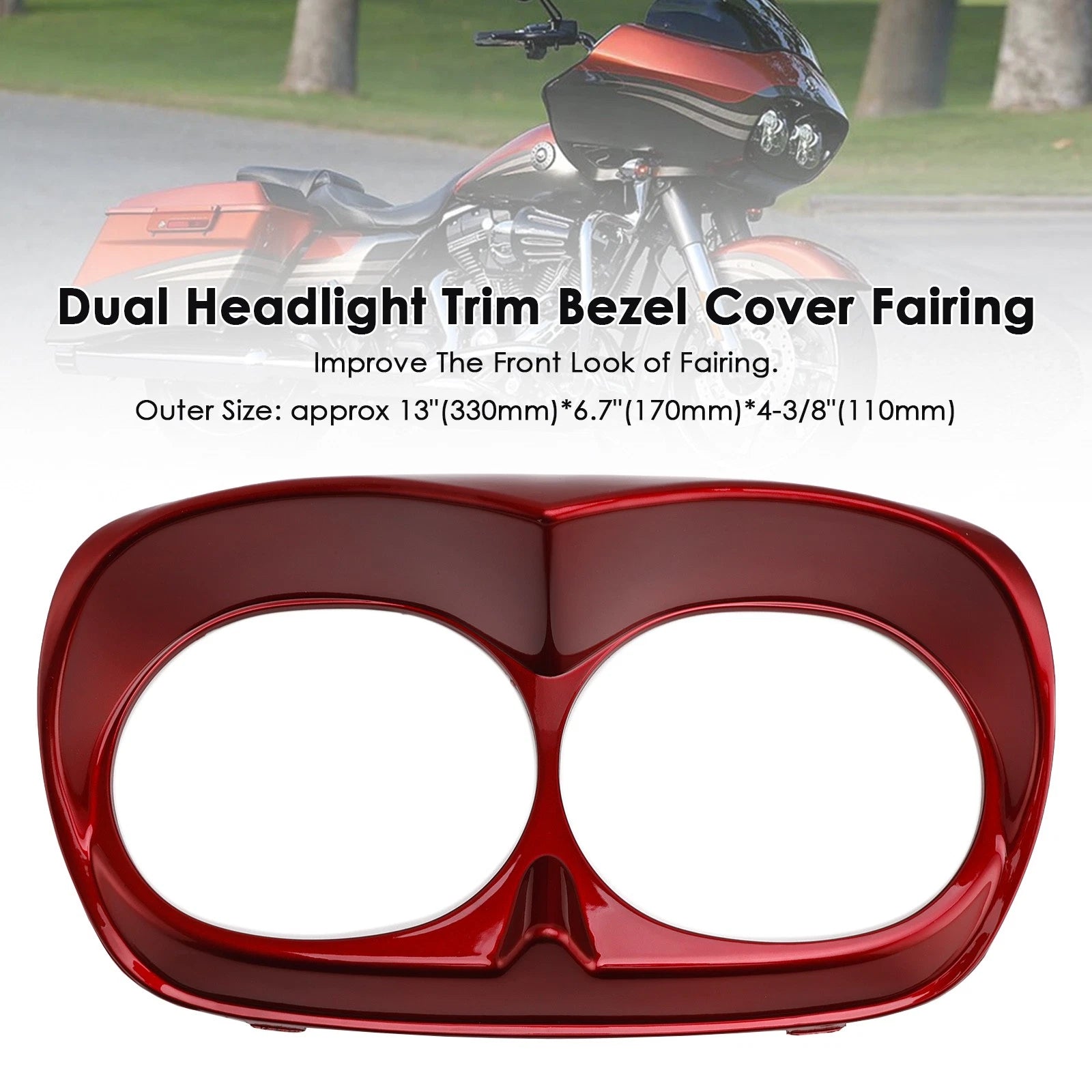 Dual Headlight Trim Bezel Cover for Road Glide (1998–2013) Red