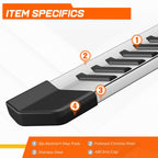 Set of 2 Chrome Nerf Bars for Ford F150/F250/F350 SD Crew Cab (2015–2021)