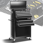 2X Black 8 Drawer Rolling Tool Cabinet with Ample Storage