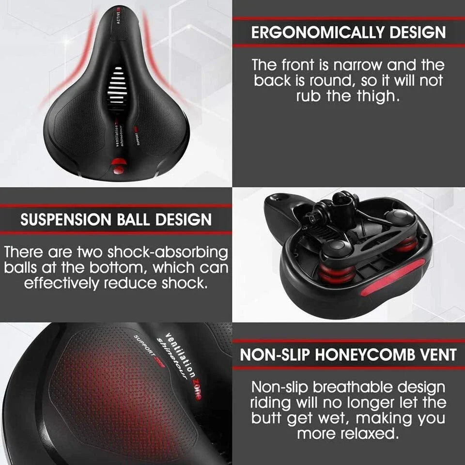 Big Wide Bike Seat Gel Cruiser Saddle Extra Comfort Pad for Bicycle