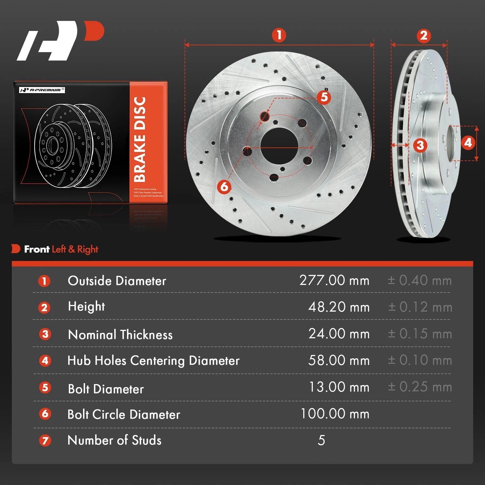 Front Side Drilled Brake Rotors for Subaru Impreza (2017–2023)