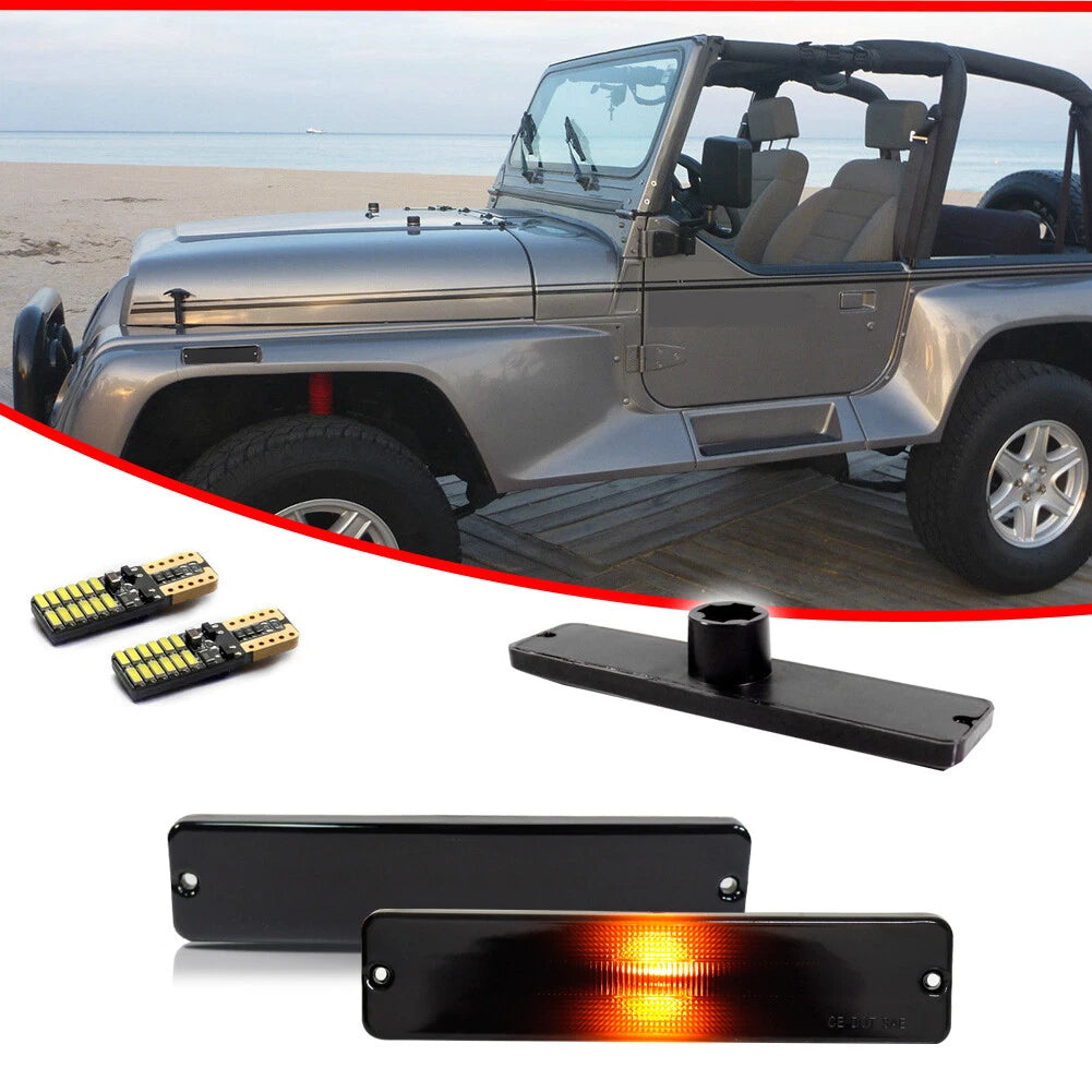 Smoked Amber LED Front Fender Side Marker Light for Jeep Wrangler (1987–1995)