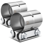 2X 2.25" Lap Joint Exhaust Band Clamp for Muffler Pipe Sleeve Coupler (304 Stainless)