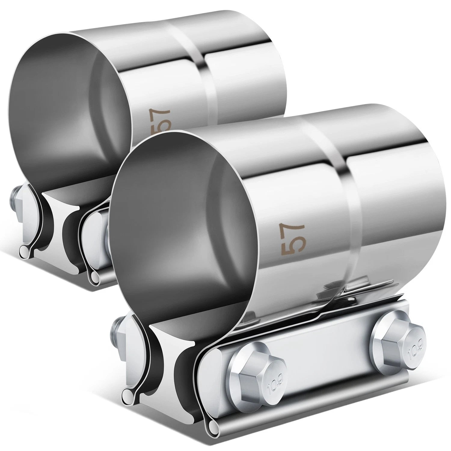2X 2.25" Lap Joint Exhaust Band Clamp for Muffler Pipe Sleeve Coupler (304 Stainless)
