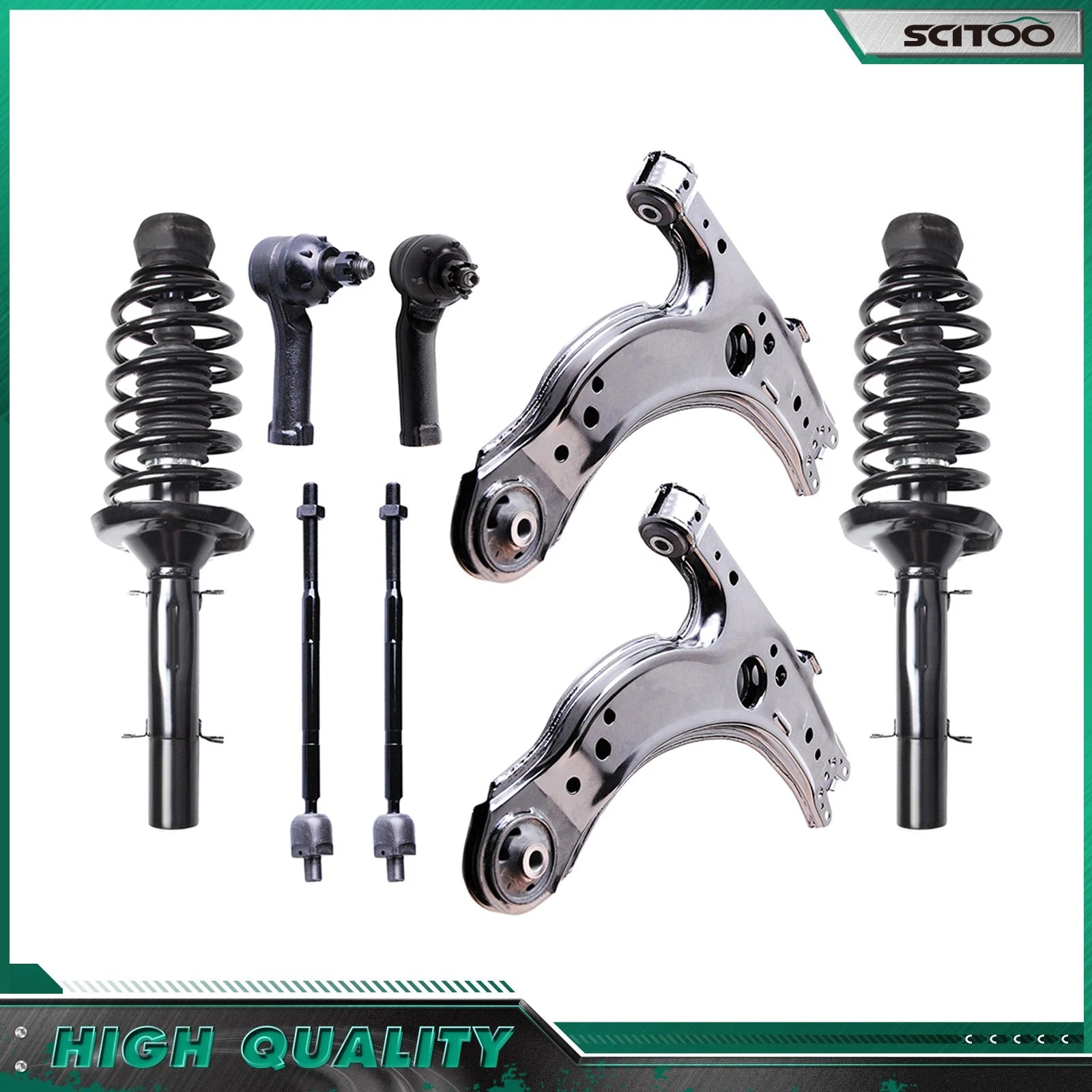 Front Pair Struts & Lower Control Arm & Tie Rod for VW Jetta Golf Beetle