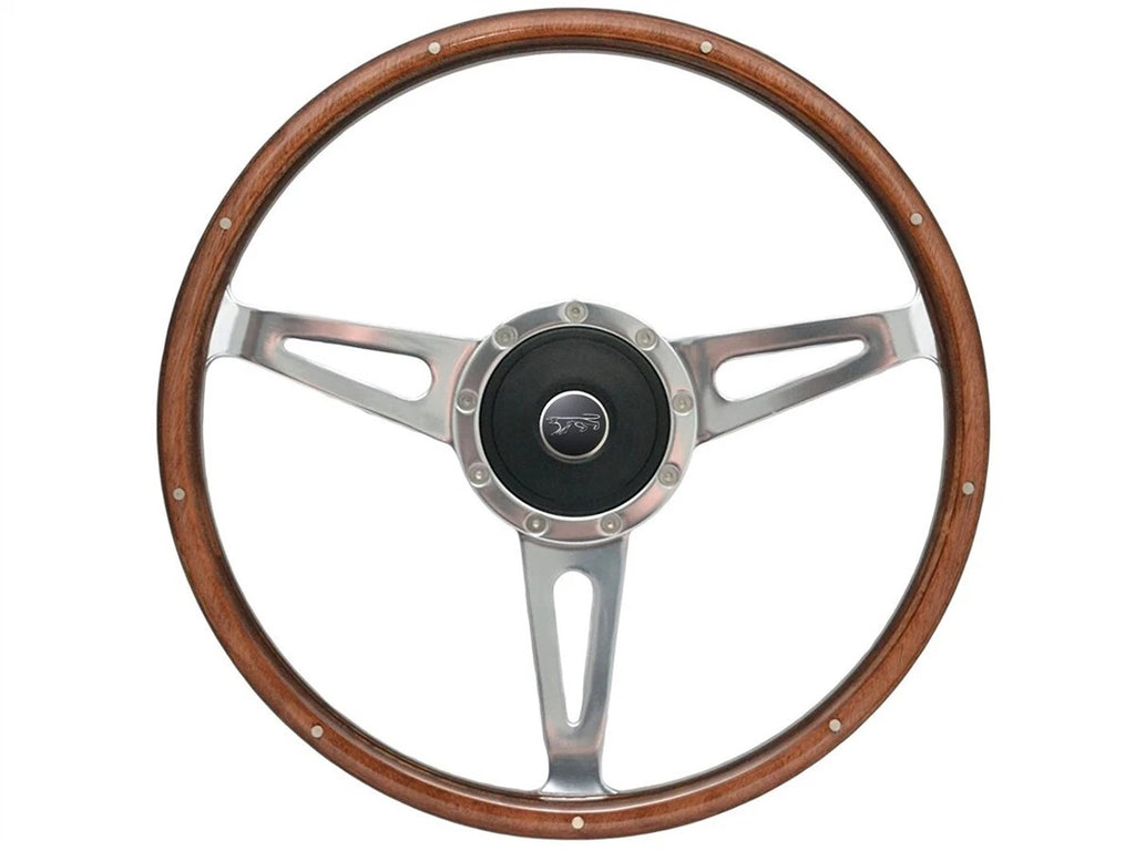 Steering Wheel Polished Walnut Wood with Horn for 1968–1973 Mercury Cougar
