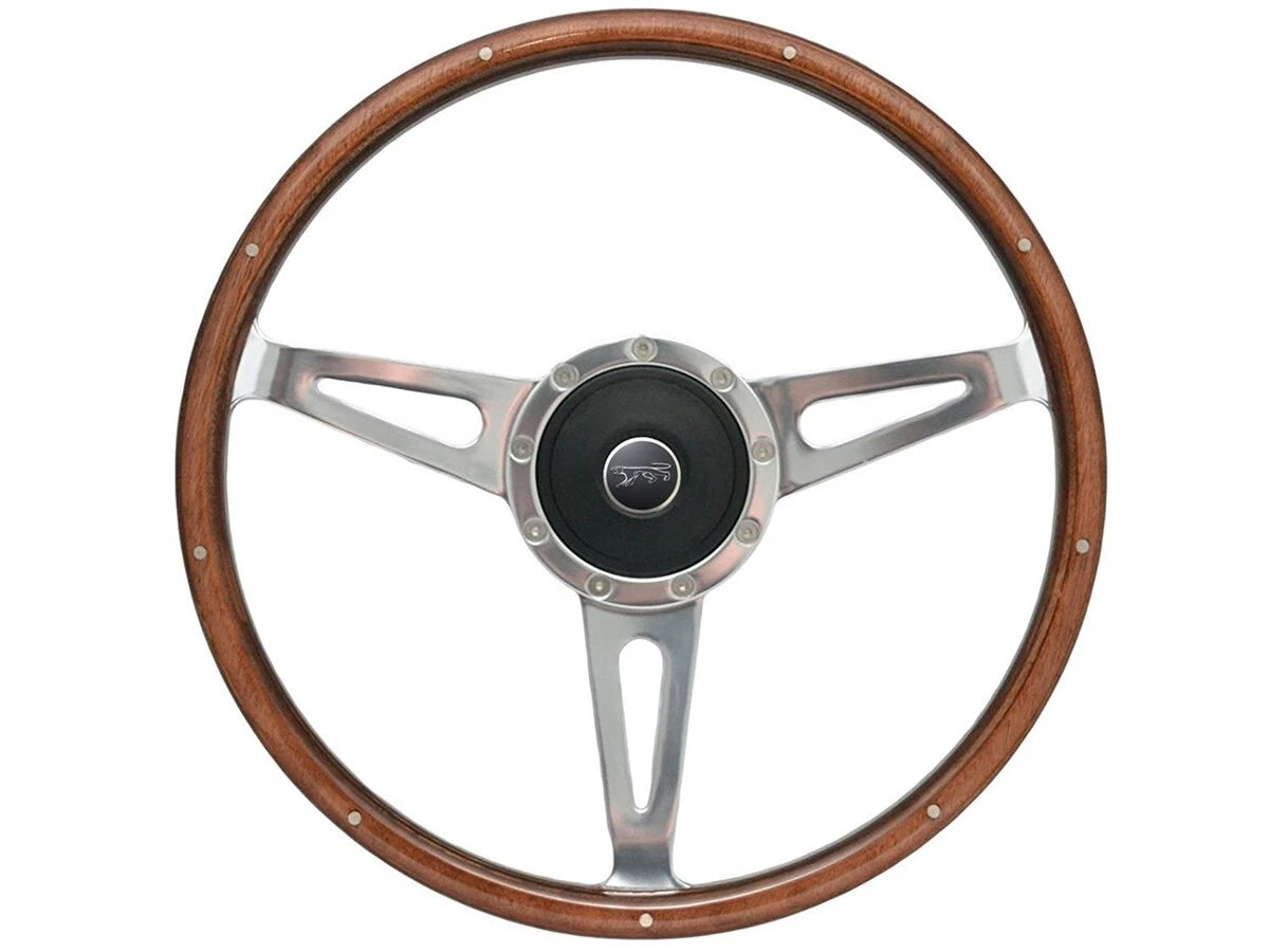 Steering Wheel Polished Walnut Wood with Horn for 1968–1973 Mercury Cougar