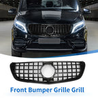 Front Upper Bumper Grille for Mercedes-Benz V-Class (2019–2023) Glossy Black