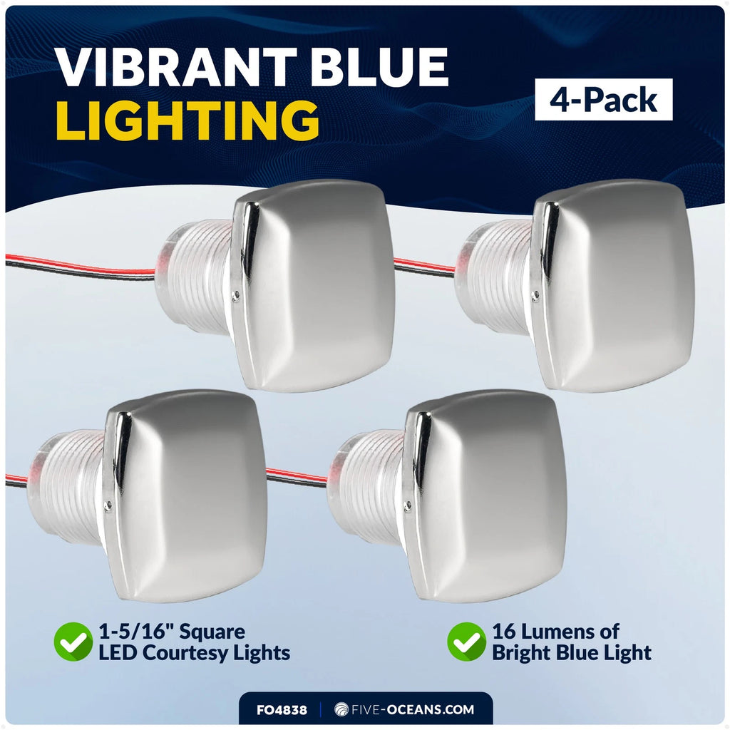 Set of 4 LED Courtesy Lights for Universal Vehicles (1-5/16" Square)
