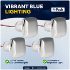 Set of 4 LED Courtesy Lights for Universal Vehicles (1-5/16" Square)