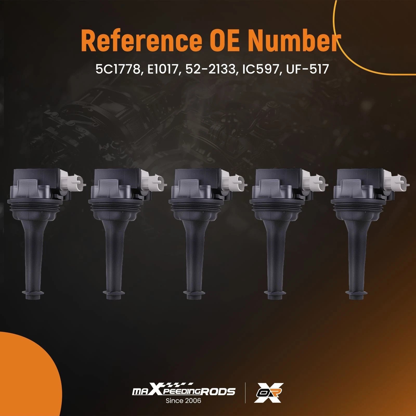 Set of 5 Ignition Coils for Volvo S60 V50 S40 (2004–2016)