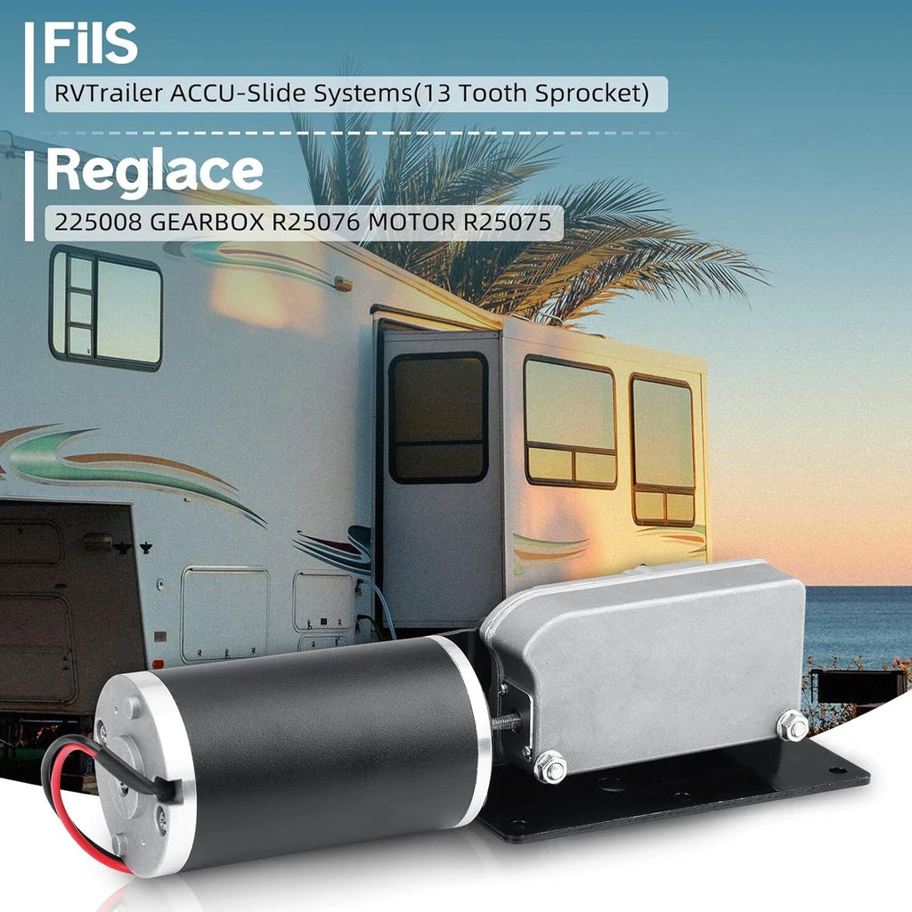 RV Slide Out Gear Box and Motor for RVs (Replace R25076-1, R25075)