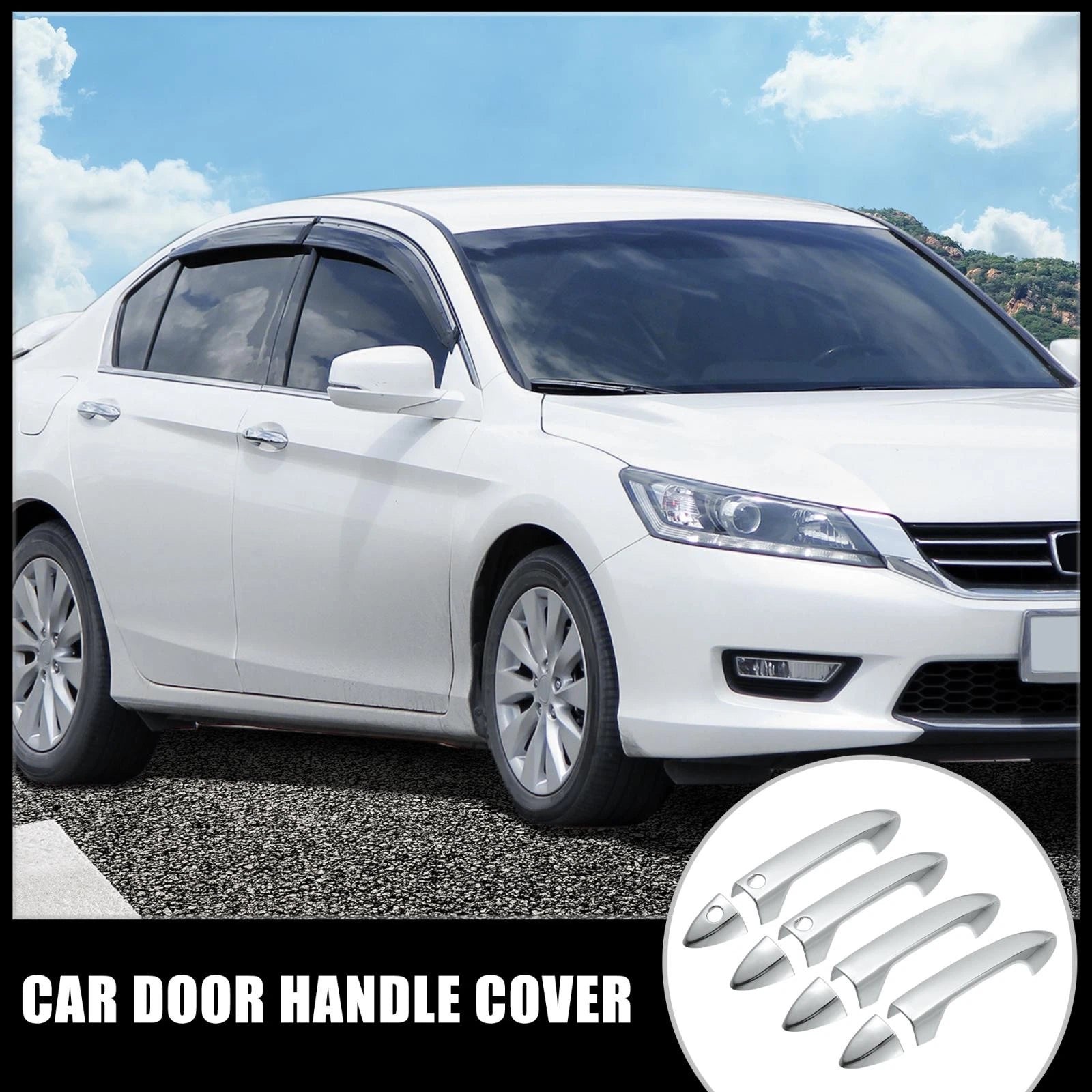 Set of 4 Car Door Handle Cover Trims for Honda Accord  - Silver Tone