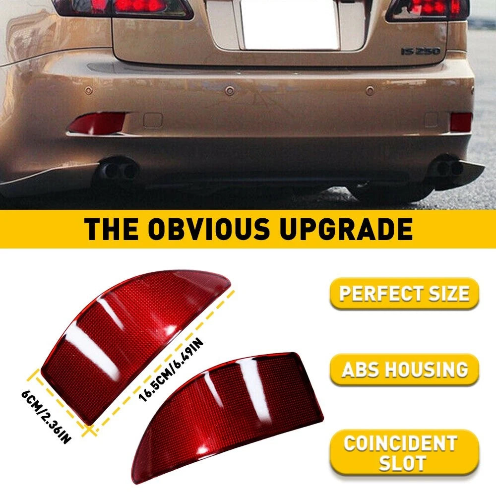 Set of 2 Rear Bumper Reflector Lights for Lexus IS250 IS350 (2006–2013)