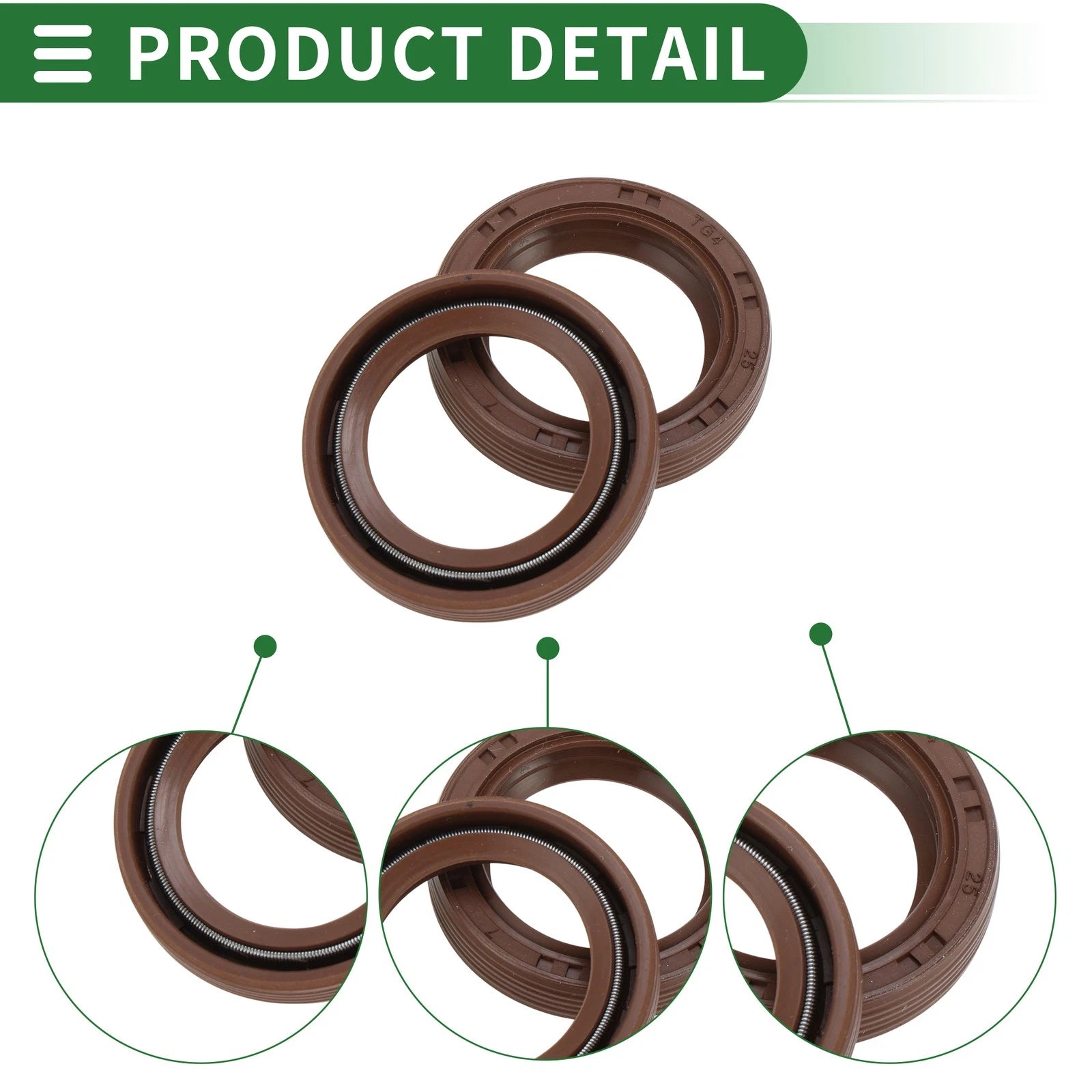 Set of 5 Oil Seal FKM Rubber 25x35x7mm for High Pressure