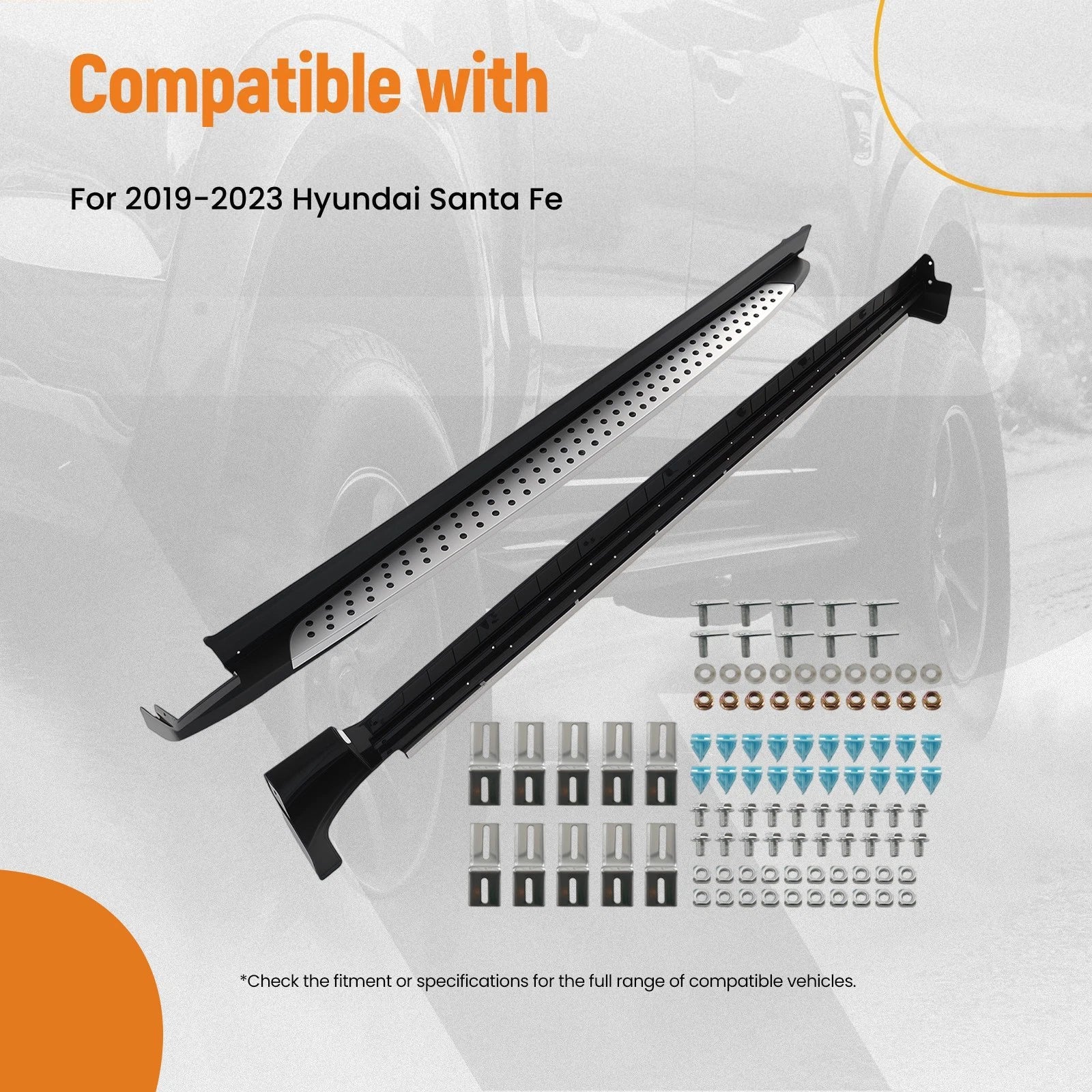 Set of 2 Running Boards Side Step Bars for Hyundai Santa Fe (2019–2023)