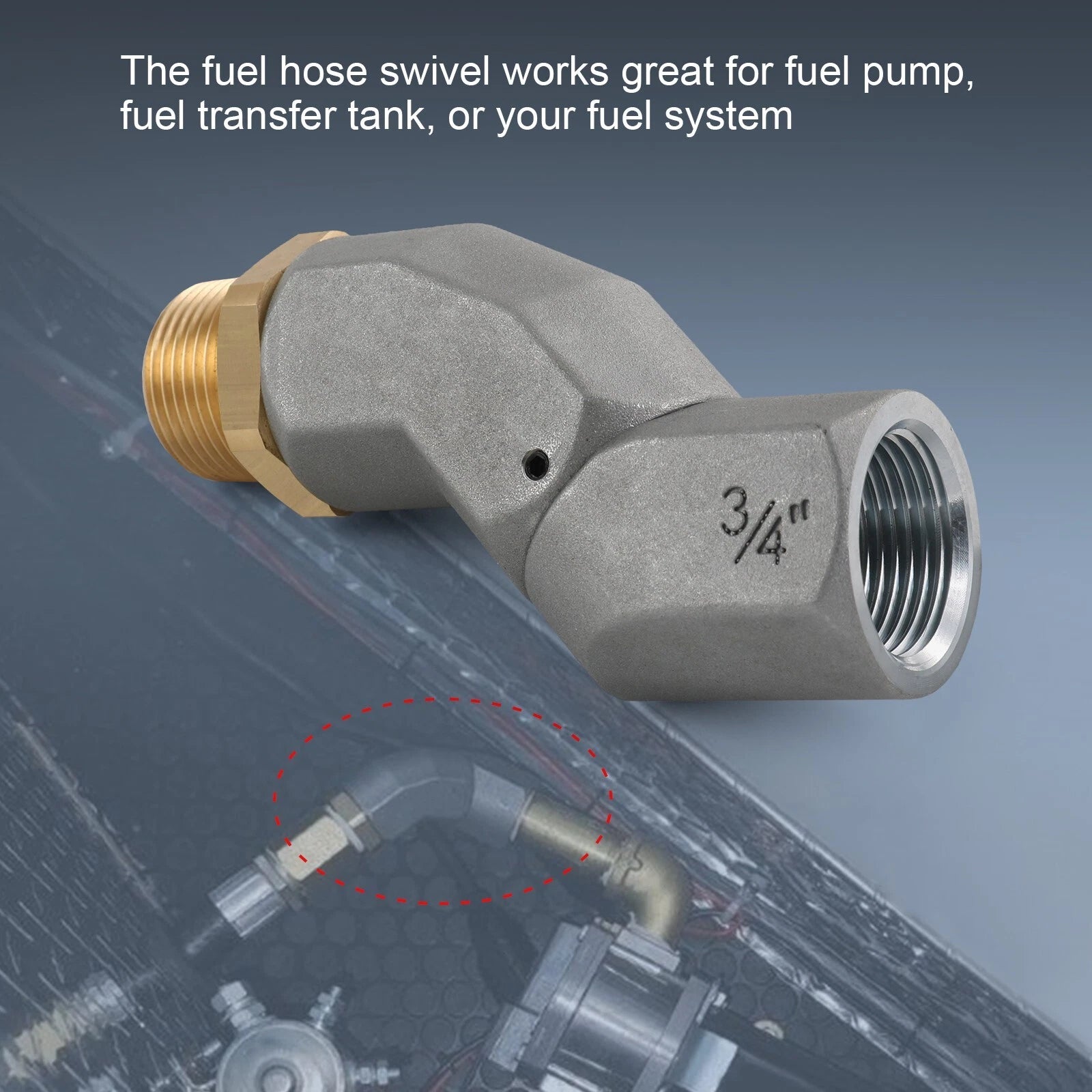 Fuel Transfer Pump Nozzle 3/4 NPT 360° Rotating for Fuel Swivel