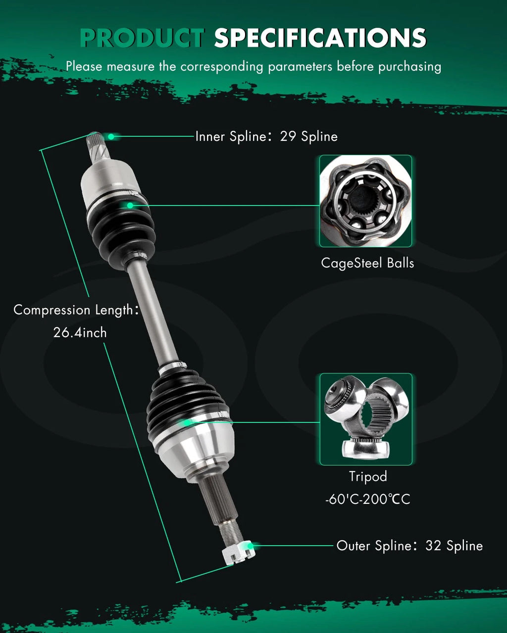 Front Left CV Axle Assembly for Nissan Murano (2008–2014)