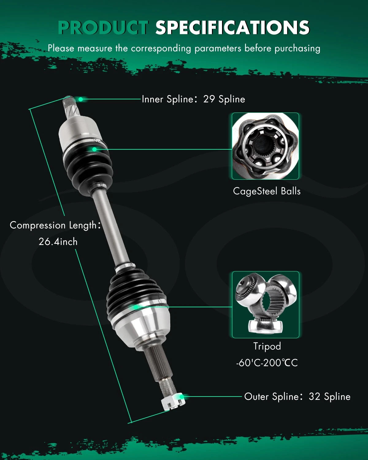 Front Left CV Axle Assembly for Nissan Murano (2008–2014)