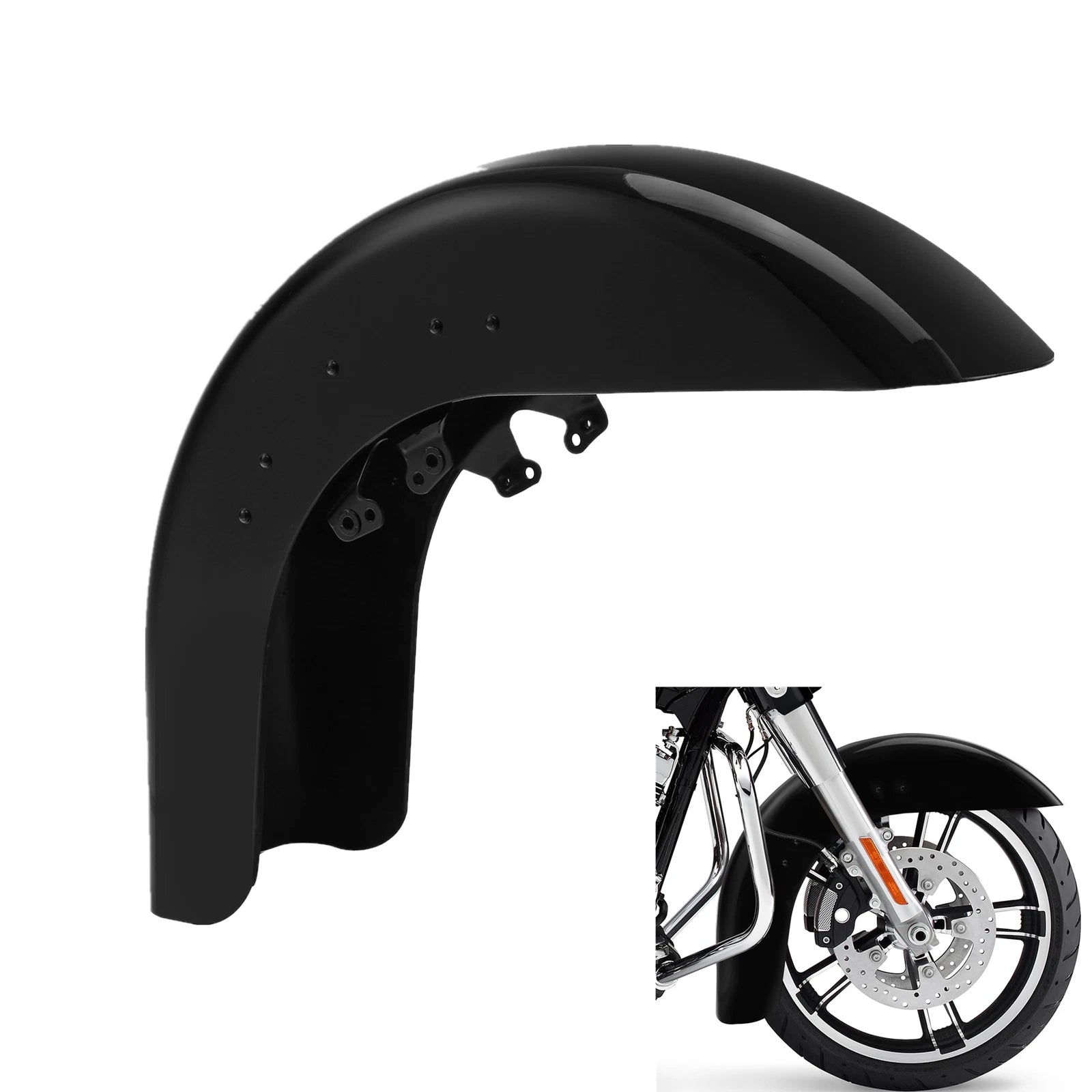 Vivid Black Front Fender for Harley Touring Street Road Glide FLHX FLTR (2014–2024)
