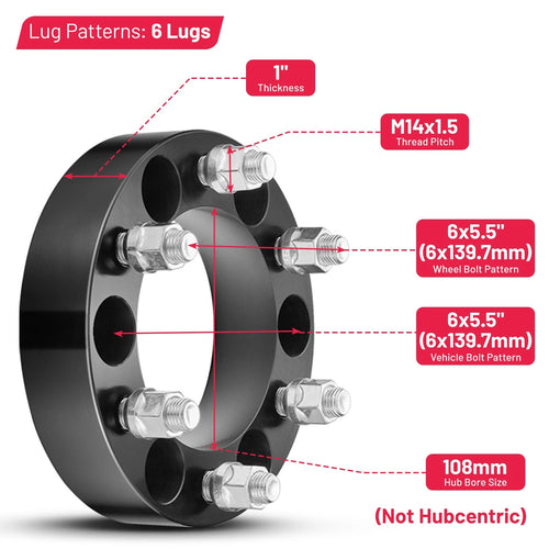 1 Inch Wheel Spacers for Chevy Silverado 1500 Suburban GMC Sierra (2015–2024)